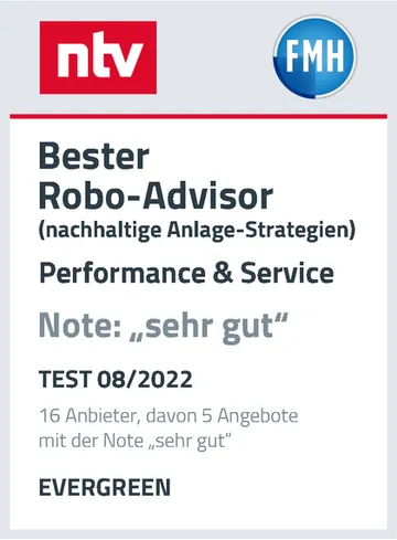 n-tv/FMH Sehr gut, bester nachhaltiger Robo-Advisor 2022